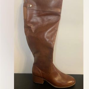 International Concepts Karmenn Cognac Distressed Leather Over The Knee Boots